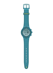 Al Fajr Digital Unisex Watch with Rubber Band, Water Resistant, WY-16, Turquoise-Grey