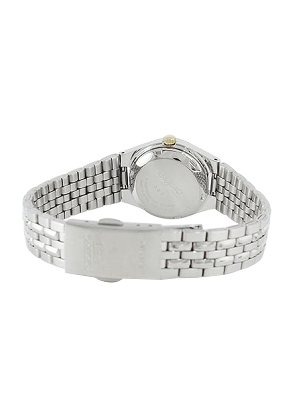 Seiko 5 Analog Watch for Women with Stainless Steel Band, Water Resistant, SYMK41J1, Silver-White