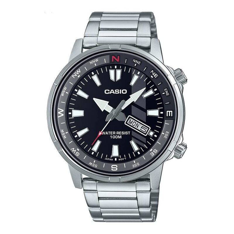 

Casio Analog Watch for Men with Stainless Steel Band, Water Resistant, MTD-130D-1AVDF, Black-Silver