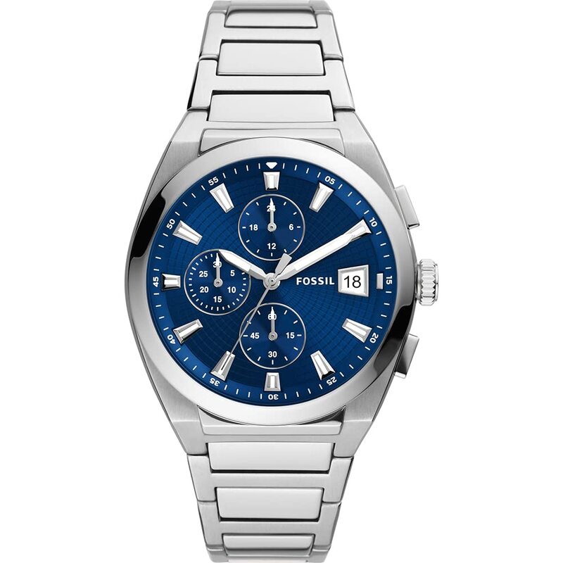 

Fossil Everett Analog Watch for Men with Stainless Steel Band, Water Resistant, FS5795, Blue-Silver