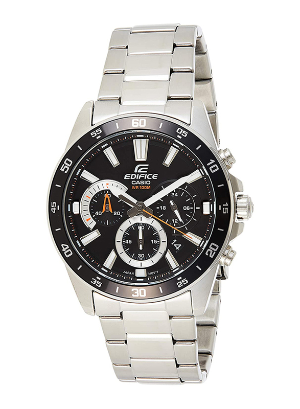 

Casio Edifice Analog Watch for Men with Stainless Steel Band, Water Resistant and Chronograph, EFV-570D-1AVUDF, Silver-Black