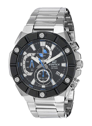 Casio Edifice Analog Watch for Men with Stainless Steel Band, Water Resistant and Chronograph, EFR-569DB-1AVUDF (ED488), Silver-Black
