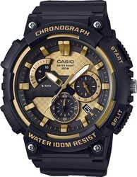 Casio Analog Watch for Men with Resin Band, Water Resistant and Chronograph, MCW-200H-9AVDF, Black/Gold