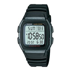 Casio Digital Watch for Men with Resin Band, W-96H-1BVDF, Black-Black