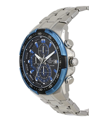 Casio Edifice Analog Watch for Men with Stainless Steel Band, Water Resistant and Chronograph, EFR-539D-1A2V, Silver-Blue