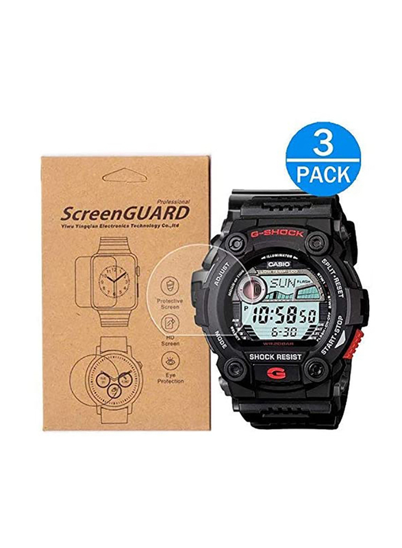 

SINO-SKY Full Coverage HD Screen Protector for Casio Watch G-7900/GW-7900, 3 Pieces, Clear