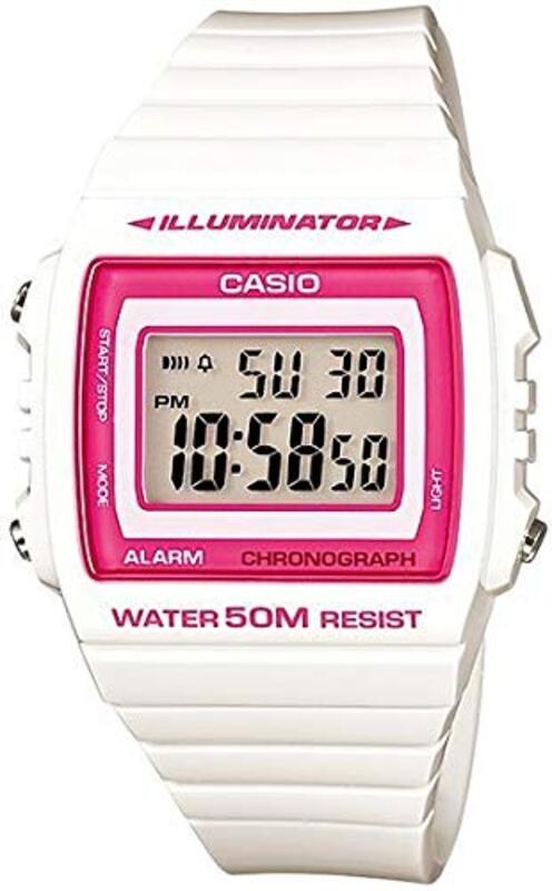 

Casio Digital Watch for Men with Silicone Band, Water Resistant, W-215H-7A2VDF, Grey-White