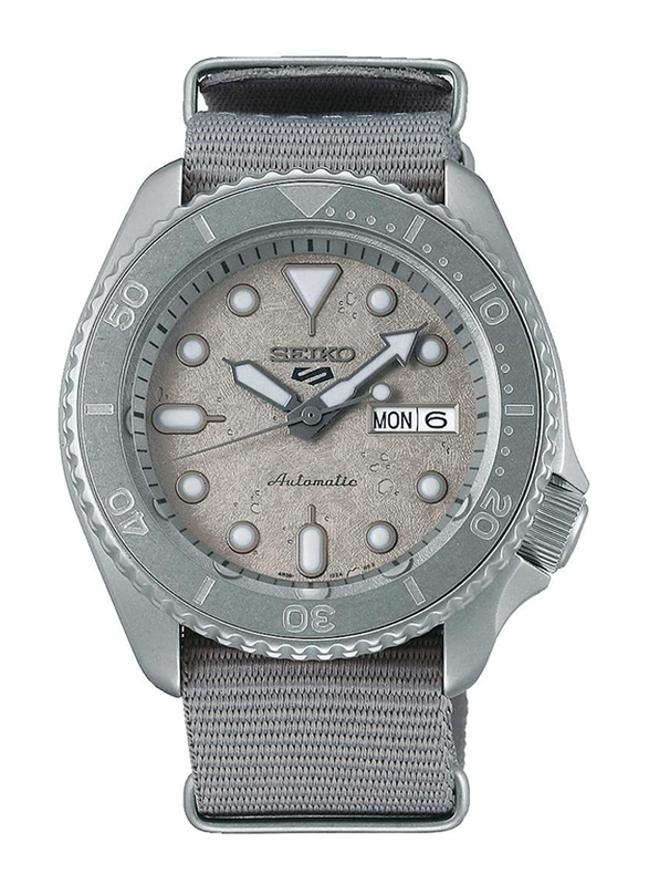 Seiko 5 Automatic Sports Analog Watch for Men with Nylon Band, Water Resistant, SRPG61K1, Grey
