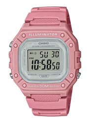 Casio Illuminator Digital Watch for Men with Resin Band, Water Resistant, W218HC-4AV, Pink-Transparent