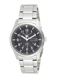 Seiko Automatic Analog Watch for Men with Stainless Steel Band, Water Resistant, SNZG13J1, Silver-Black