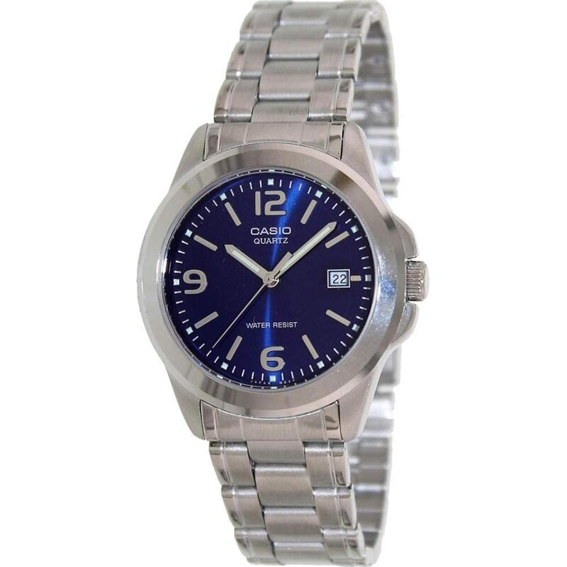 

Casio Analog Watch for Men with Stainless Steel Band, Water Resistant, MTP-1215A-2AD, Blue-Silver