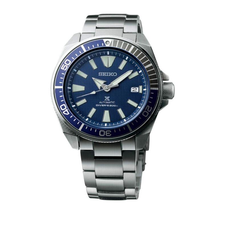 

Seiko Samurai Divers Analog Watch for Men with Stainless Steel Band, Water Resistant, SRPB49J, Blue-Silver