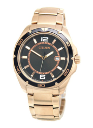 Citizen Analog Watch for Men with Stainless Steel Band, Water Resistant, BK2522-58E, Gold-Black