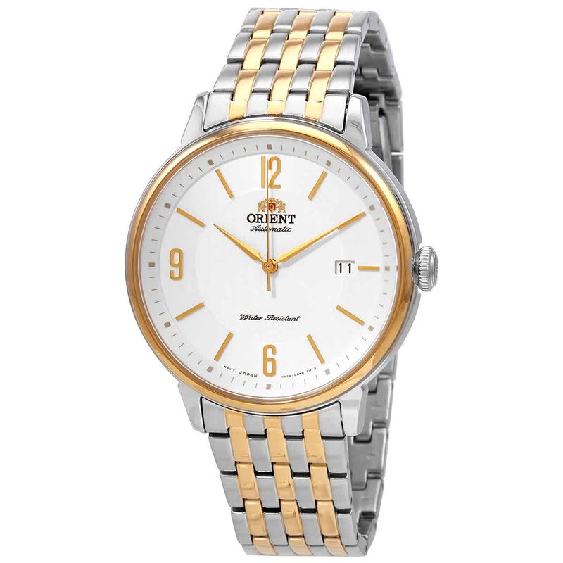 

Orient Analog Watch for Men with Stainless Steel Band, Water Resistant, RA-AC0J07S10B, White-Silver/Gold