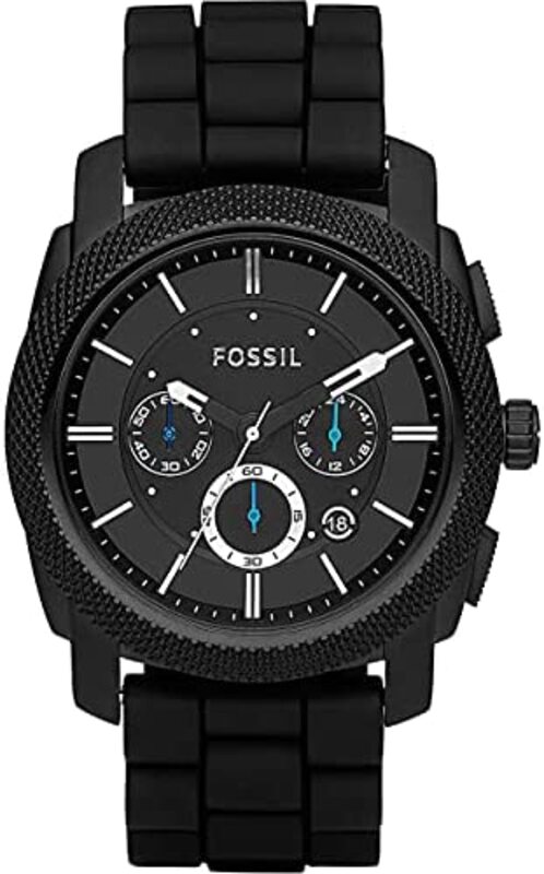 

Fossil Analog Watch for Men with Silicone Band, Water Resistant, FS4487, Black