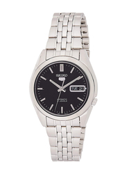 Seiko Analog Watch for Men with Stainless Steel Band, Water Resistant, SNK361K1, Silver-Black