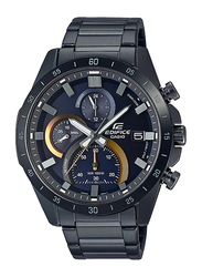 Casio Edifice Analog Quartz Watch for Men with Stainless Steel Band, Water Resistant and Chronograph, EFR-571DC-2AVUDF, Black-Dark Blue