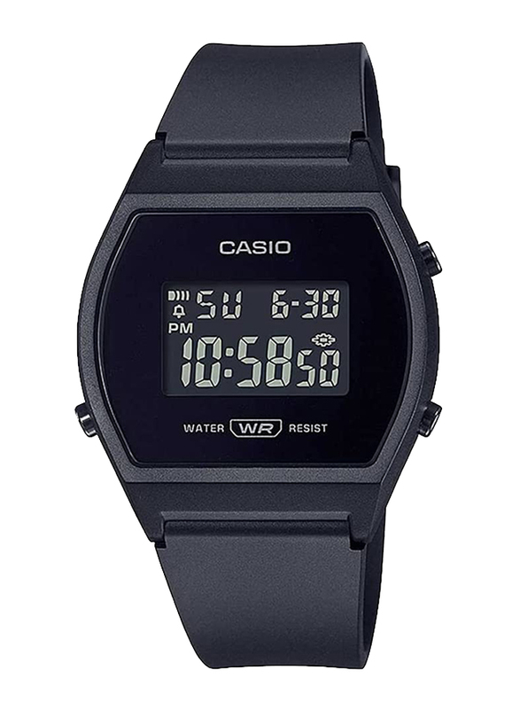 Casio Digital Watch for Women with Rubber Band, Water Resistant, LW-204-1BDF, Black