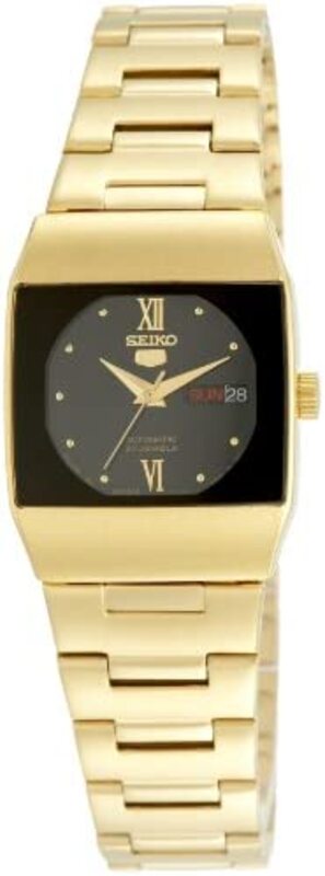 

Seiko Analog Watch for Women with Stainless Steel Band, Water Resistant, SYM638J1, Gold-Black