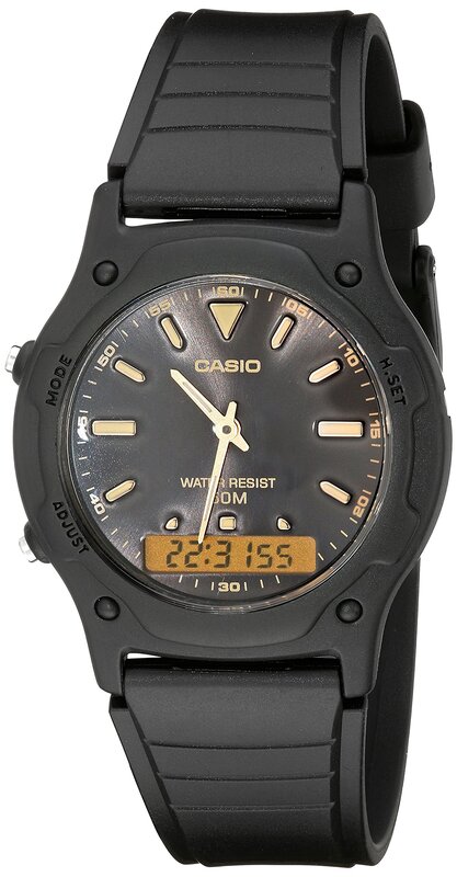 

Casio Analog + Digital Watch for Men with Resin Band, Water Resistant, EAW-AW-49HE-1AV, Black-Black