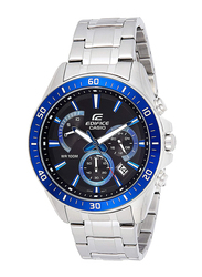 Casio Edifice Analog Watch for Men with Stainless Steel Band, Water Resistant and Chronograph, EFR-552D-1A2V, Silver-Blue