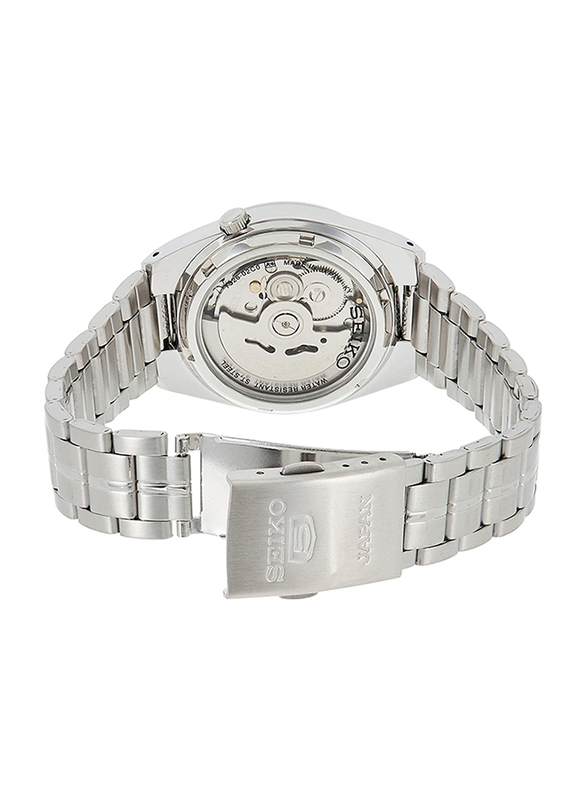 Seiko 5 Automatic Analog Watch for Men with Stainless Steel Band, Water Resistant, SNK567J1, Silver- Black