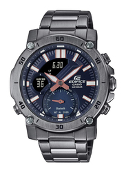 Casio Edifice Analog/Digital Automatic Bluetooth Connect Watch for Men with Stainless Steel Band, Water Resistant and Chronograph, ECB-20DC-1ADF, Grey-Blue/Black