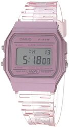 Casio Digital Watch for Men with Resin Band, F91W, Pink-Grey