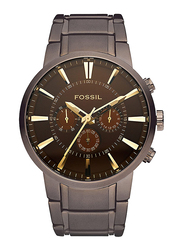 Fossil Million Dollar Analog Quartz Watch for Men with Stainless Steel Band, Water Resistant, Stopwatch, Timer Functionality and Chronograph, FS4357, Brown