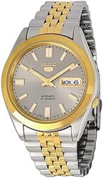 Seiko 21 Jewels Analog Watch for Men with Stainless Steel Band, Water Resistant, SNKC40J1, Multicolour-Silver