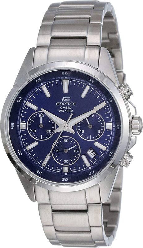 

Casio Analog Edifice Quartz Watch for Men with Stainless Steel Band, Water Resistant, EFR-527D-2AVUDF, Silver/Blue