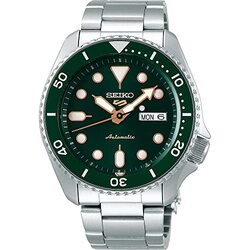 Seiko Analog Watch for Men with Stainless Steel Band, SRPD63K1, Silver-Green