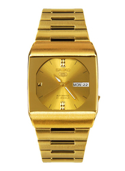 Seiko Analog Watch for Men with Stainless Steel Band, Water Resistant, SNY008J1, Gold
