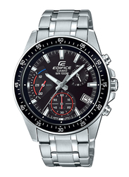 Casio Edifice Analog Quartz Watch for Men with Stainless Steel Band, Water Resistant and Chronograph, EFV-540D-1AVUDF, Silver-Black