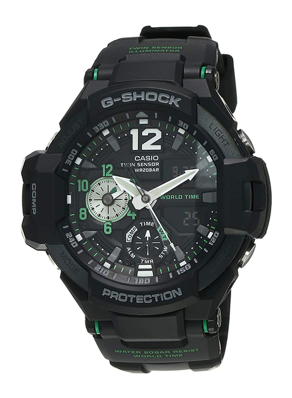 

Casio G-Shock Analog/Digital Quartz Watch for Men with Resin Band, Water Resistant, GA-1100-1A3DR (G595), Black