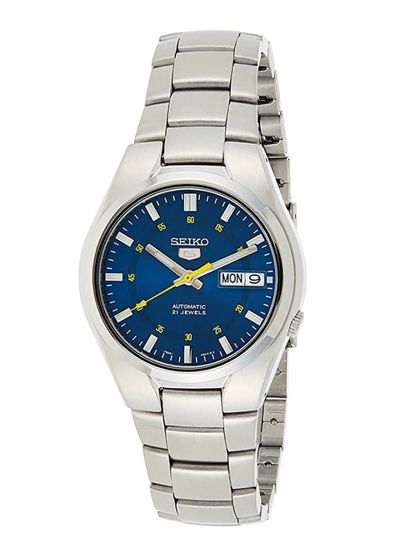 Seiko Quartz Analog Watch for Men with Stainless Steel Band, Water Resistant, SNK615K1, Silver-Blue