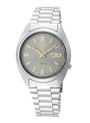 Seiko 5 Analog Watch for Men with Stainless Steel Band, Water Resistant, SNXS75K1, Silver-Grey