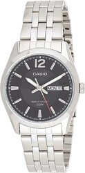 Casio Analog Display Quartz Dress Watch for Men with Stainless Steel Band, Water Resistant, Mtp-1335D-1Av, Silver/Black