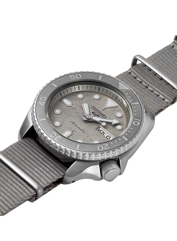 Seiko 5 Automatic Sports Analog Watch for Men with Nylon Band, Water Resistant, SRPG61K1, Grey