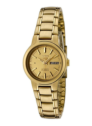 Seiko 5 Automatic Analog Watch for Women with Stainless Steel Band, Water Resistant, SYME46, Gold