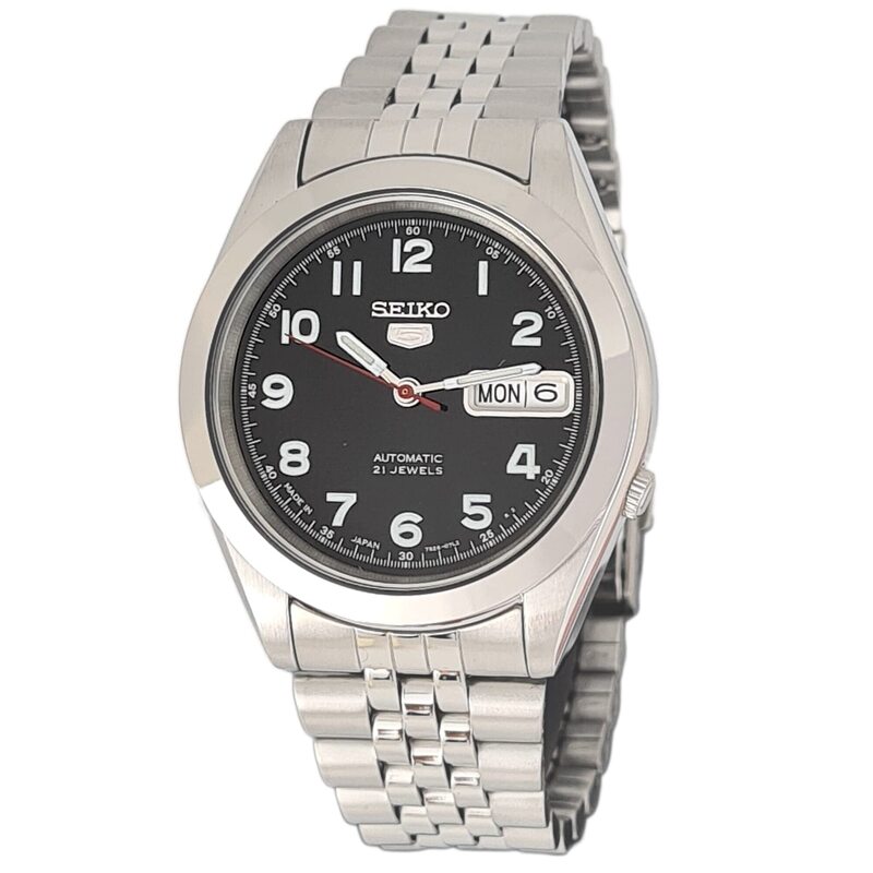 

Seiko Analog Watch for Men with Stainless Steel Band, Water Resistant, SNKB45J, Black-Silver