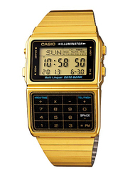 Casio Data Bank Multi-Lingual Digital Watch for Men with Stainless Steel Band, DBC-611G-1DF, Gold-Grey