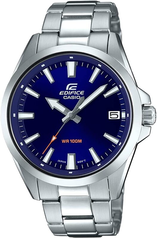 

Casio Analog Screw Lock Watch for Men with Stainless Steel Band, Water Resistant, EFV-100D-2AVUDF, Silver/Blue