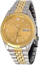 Seiko 21 Jewels Analog Watch for Men with Stainless Steel Band, Water Resistant, SNKC44J, Multicolour-Gold