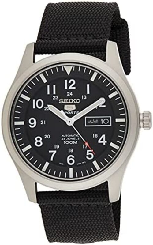 

Seiko Analog Watch for Men with Nylon Band, Water Resistant, SNZG15K1, Black