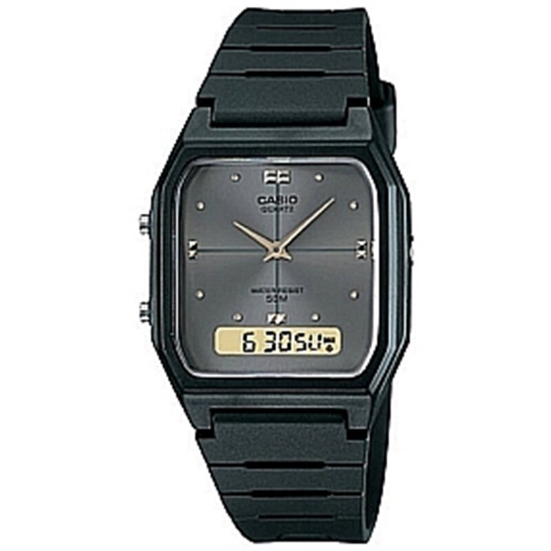 

Casio Analog + Digital Watch for Men with Resin Band, Water Resistant, AW-48HE-8A, Black-Black