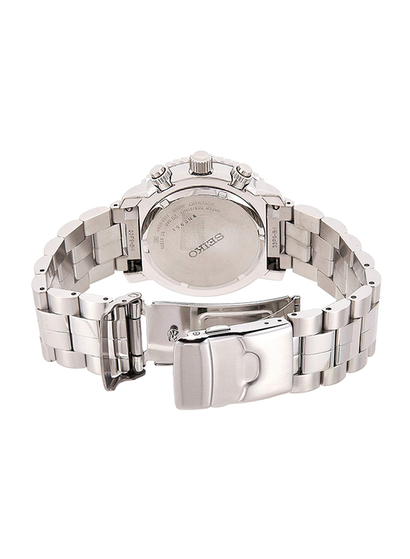 Seiko Analog Watch for Men with Stainless Steel Band, Water Resistant and Chronograph, SNA411, Silver-Black