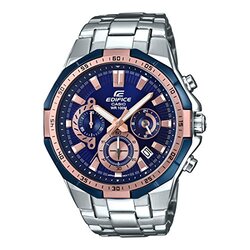Casio Analog Watch for Men with Stainless Steel Band, Chronograph, EFR-554D-2AVUDF (EX408), Silver-Blue