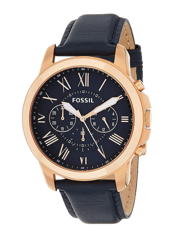 

Fossil Analog Quartz Watch for Men with Leather Band, Water Resistant and Chronograph, FS4835, Blue