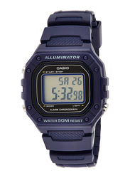 Casio Quartz Digital Watch for Men with Resin Strap, Water Resistant, W-218H-2AVDF, Blue